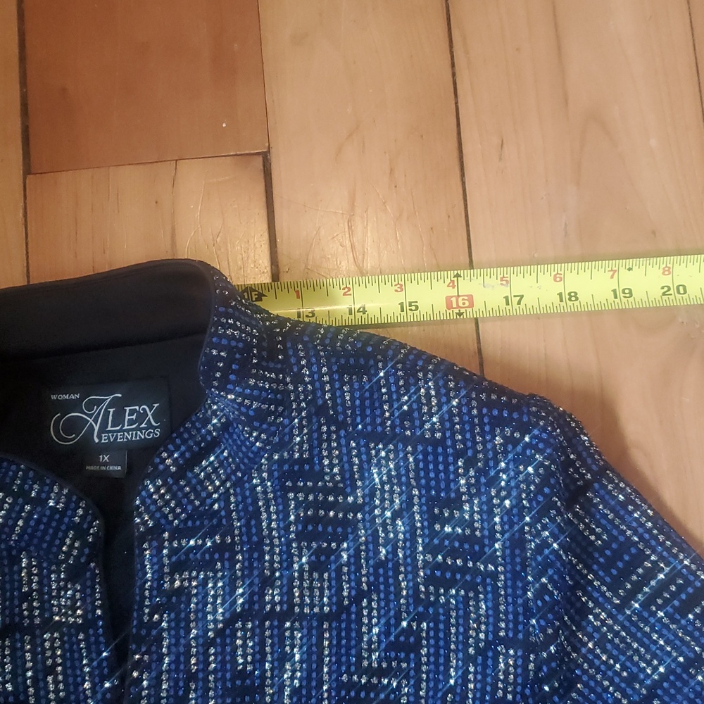 Alex Evenings 2 Pc Top And Jacket NWT Blue